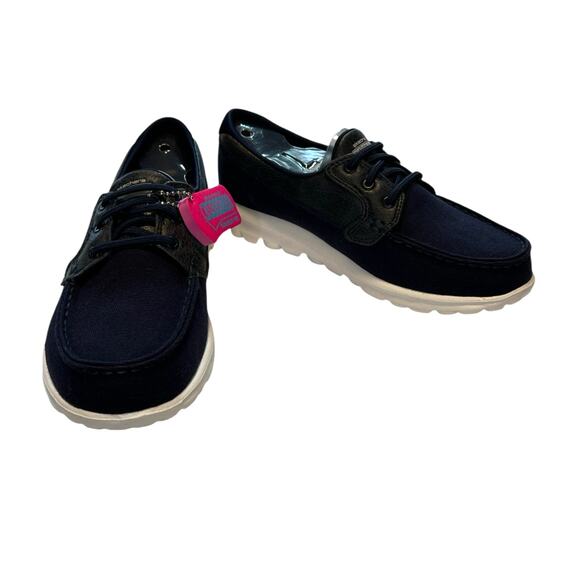 Skechers On-The-Go Low Women's Navy Blue Canvas Walking Sneakers Shoes Size 7 - Picture 3 of 16